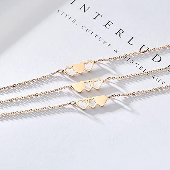 Image of Sunflower Jewellery Friendship Necklace for 3 4 Stainless Steel Heart-Shaped Necklace /Bracelet Three Hearts Composed of Friendship Necklace /Bracelet, Gifts for Friends
