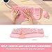 MEETION 2024 Upgrade Pink Ergonomic Keyboard and Mouse, Multi-Device Bluetooth, 3 DPI Adjustable Full-Sized Cordless, for PC/Computer/Laptop/Windows