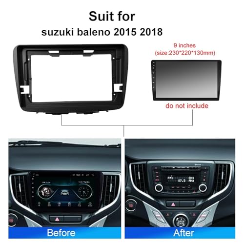 Rama radia samochodowego Samochodowe ramki montażo Pasuje do Suzuki Baleno 2015-2018 Android 9-calowy 2-Din samochodowy zestaw montażowy radia stereo z ramką czołową