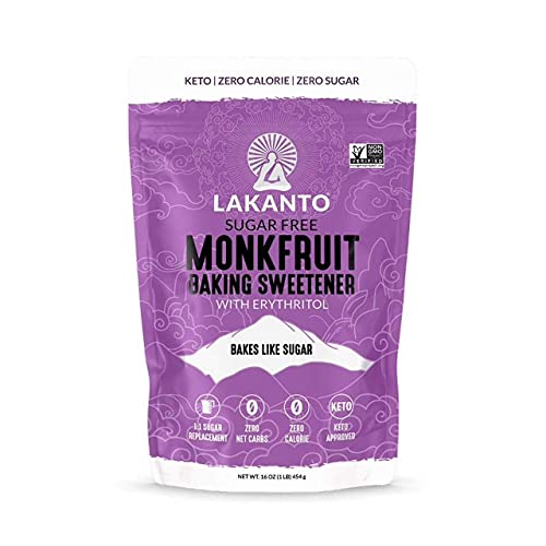 Lakanto Baking Monk Fruit Sweetener - Baking Sugar Substitute Zero Calorie Keto Diet Friendly Zero Net Carbs Zero Glycemic Sugar Replacement (Baking - 454gram)