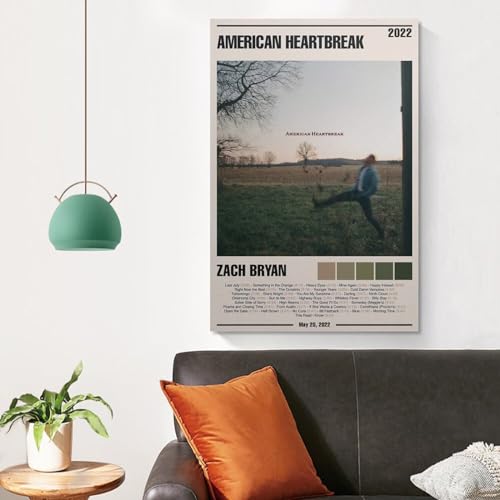 Poster sur toile Zach Bryan American Heartbreak 4 de 40x60 cm pour decoration murale