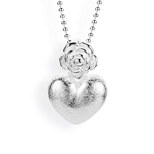 Preisvergleich Produktbild Drachenfels Kleiner Rosen Herzanhänger in Echtsilber / Kollektion Rosenregen / Anhänger für Damen / Designerschmuck aus 925 Sterling Silber / D RRE 32 / AG