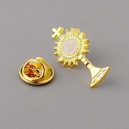 6 Sets of Gold Tone First Communion Lapel Pin Gifts Catholic IHS breastpin for Girl Boy Eucharistic Minister3