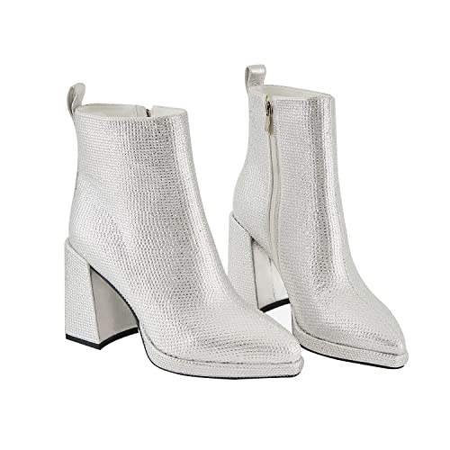 Women's Shiny Rhinestone Boots Block Heel Pointed Toe Glitter Ankle Boots Are Suitable For Date Party Solid Color Booties3
