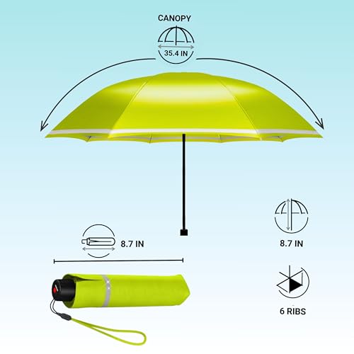 Knirps Lime Rookie Manual Rain Umbrella for Elementary and Middle School Kids – 35.4" Canopy with Reflective Safety Stripe, Lightweight Design, Wind Tunnel Tested, Carrying Case Included by Knirps - Image 6