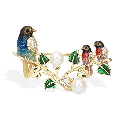 Cute Dove Mother and Baby Bird Brooch Pins