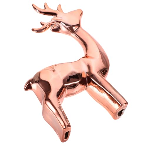 Statue de cerf en céramique or rose pour sublimer votre décoration de bureau