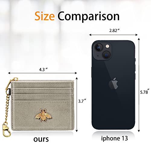 Image of SEAVILIA Card Holder Keychain Wallet for Women with ID Window RFID Coin Purse Bee Gifts Slim Minimalist Small Wallet