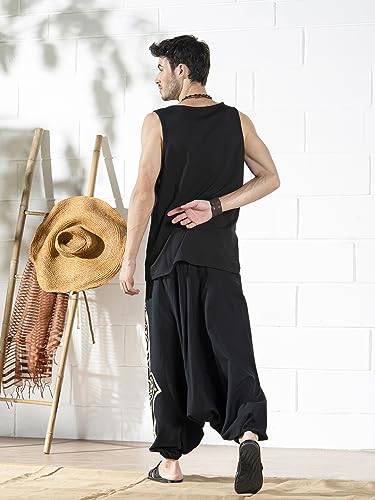 Image of The Veshti Company Printed Harem Pants for Men's Cotton Hippie Style Baggy Boho Yoga Pajama Pant with Pocket