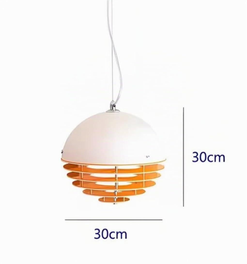 Design Coucher de Soleil Lampe Suspendue E27 Acrylique & Verre 30x30cm Blanc & Orange Lustre Salle à Manger Chambre Salon Café