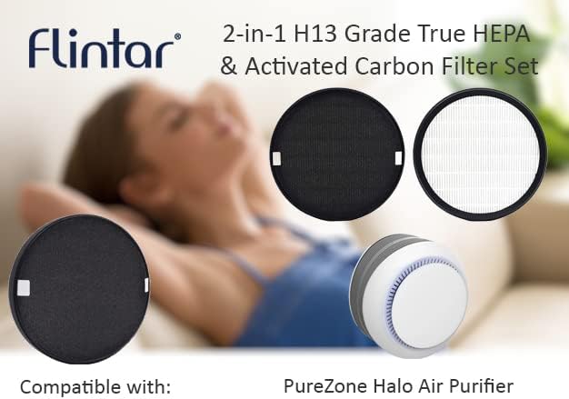 Flintar Halo H13 True HEPA Replacement Filter, Compatible with Pure Enrichment PureZone Halo Air Purifier PEAIRDSK (2-Pack)