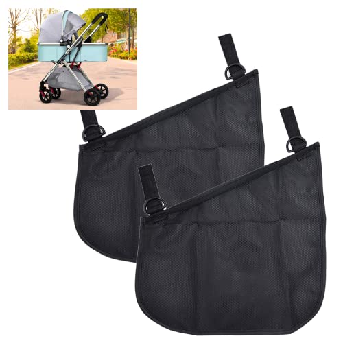 Image of 2 Pack Portable Side Sling Stroller Cargo Net ,Non-Slip and Adjustable Straps Storage Mesh Bag ,Food Storage ,Friut Storage Bag for Baby Stroller Cargo Mesh Bag Storage