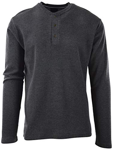 ChoiceApparel Mens Long Sleeve Thermal Waffle Pattern Crew Neck Shirts (Many Colors) (M, 160-Charcoal)