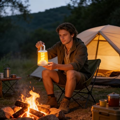 Lampe de camping rechargeable LED portative avec 2 modes d'éclairage pour la maison