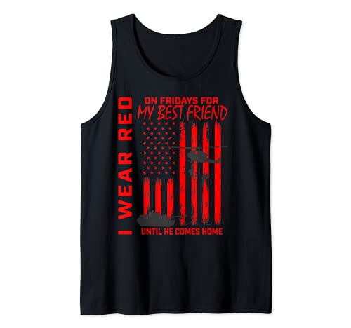 Red Friday Best Friend Military Remember Desployed USA Flag Camiseta sin Mangas
