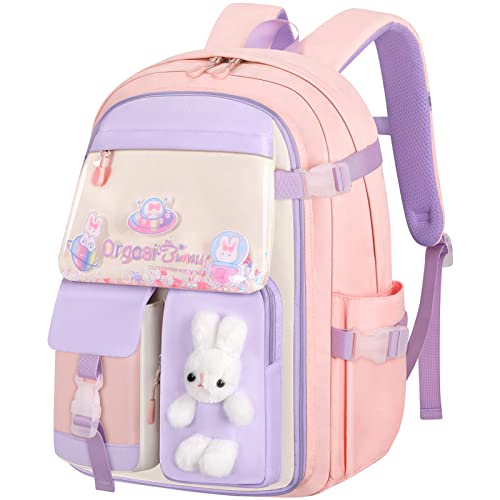 cotmcor Kinderrugzakken voor meisjes, kawaii-rugzak, schattig konijntje schooltas voor kleuterschool en basisschool, Pink1, M