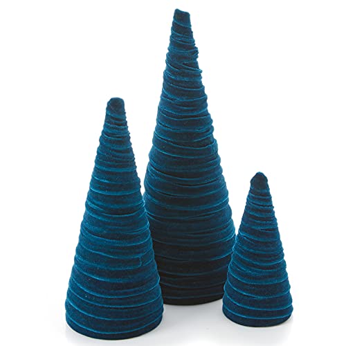 Image of Your Heart's Content Teal Velvet Trees Set of 3 (Teal)