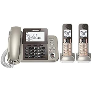 PANASONIC Corded / Cordless Phone System with Answering Machine and One Touch Call Blocking – 2 Handsets – KX-TGF352N…