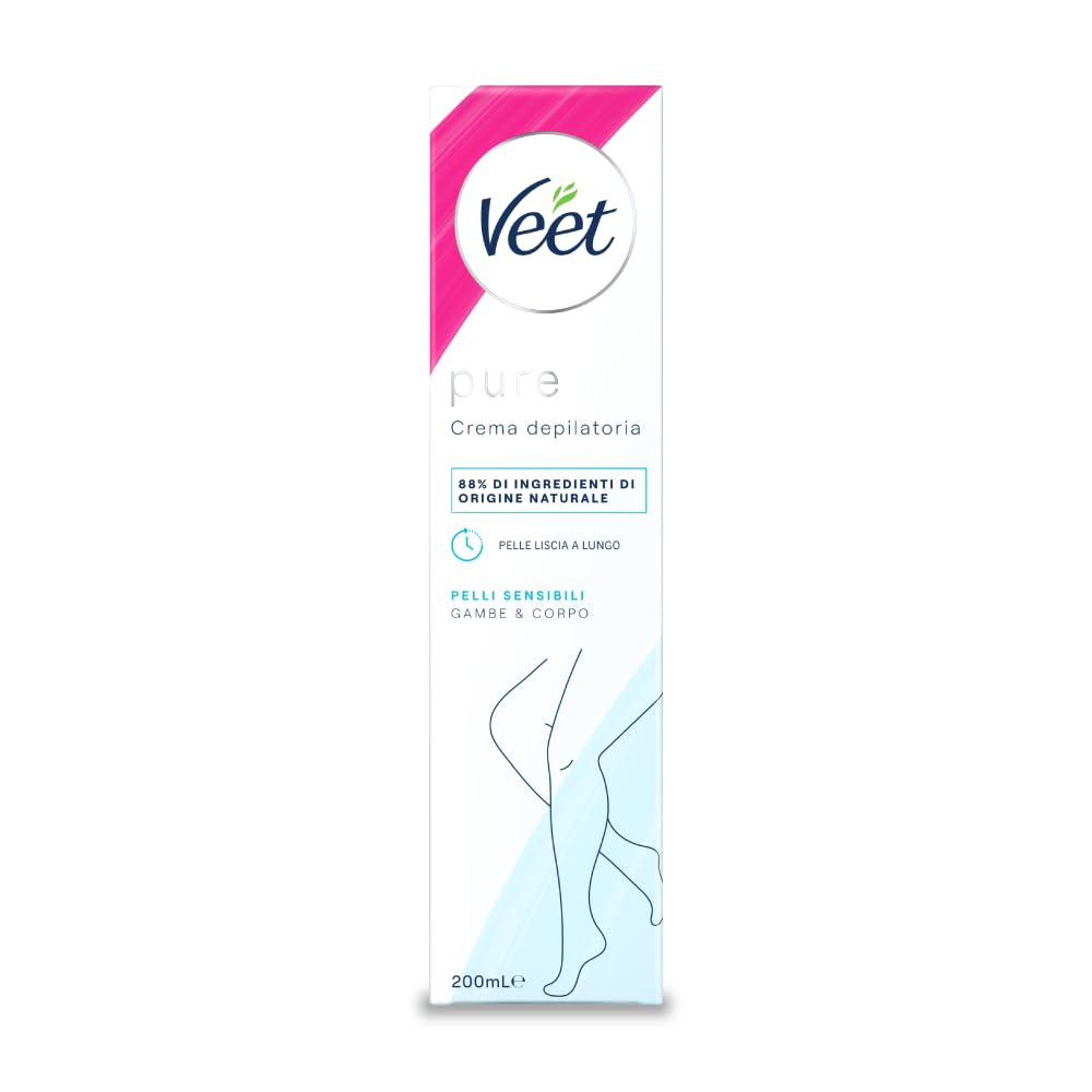Veet Crema Depilatoria Pelli Sensibili, per Gambe, Braccia, Ascelle e Zona Bikini, 200 ml