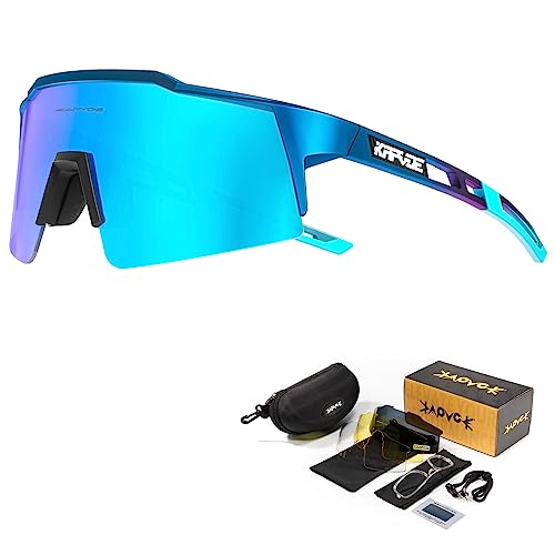 KAPVOE Cycling Glasses Men Women Mountain Bike MTB Sunglasses Youth Baseball Sports Triathlon Running Bicycle Riding with Polarized Lenses