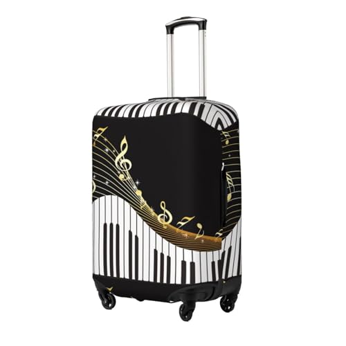Golden Piano Music Note Luggage Cover Washable Elasticated Luggage Covers for Suitcase TSA Approved Stylish Scratch Resistant Luggage Case Protector2