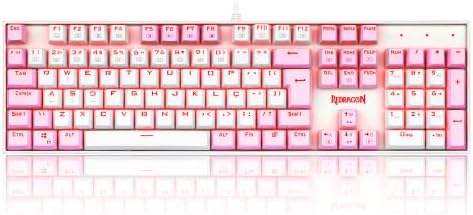 TECLADO MECANICO GAMER SINGLE COLOR REDRAGON MITRA BRANCO E ROSA ...