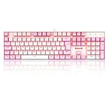 TECLADO MECANICO GAMER SINGLE COLOR REDRAGON MITRA BRANCO E ROSA COM SWITCH AZUL