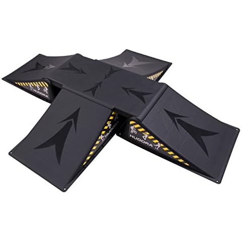 HUDORA Skate Ramp I 3-/5-piece Skateboard ramp Set for Yard & Garden I Versatile Plastic Mini Skateboard ramp for Children & Teenagers up to 60/80kg I Skatepark Equipment for Home use Cover