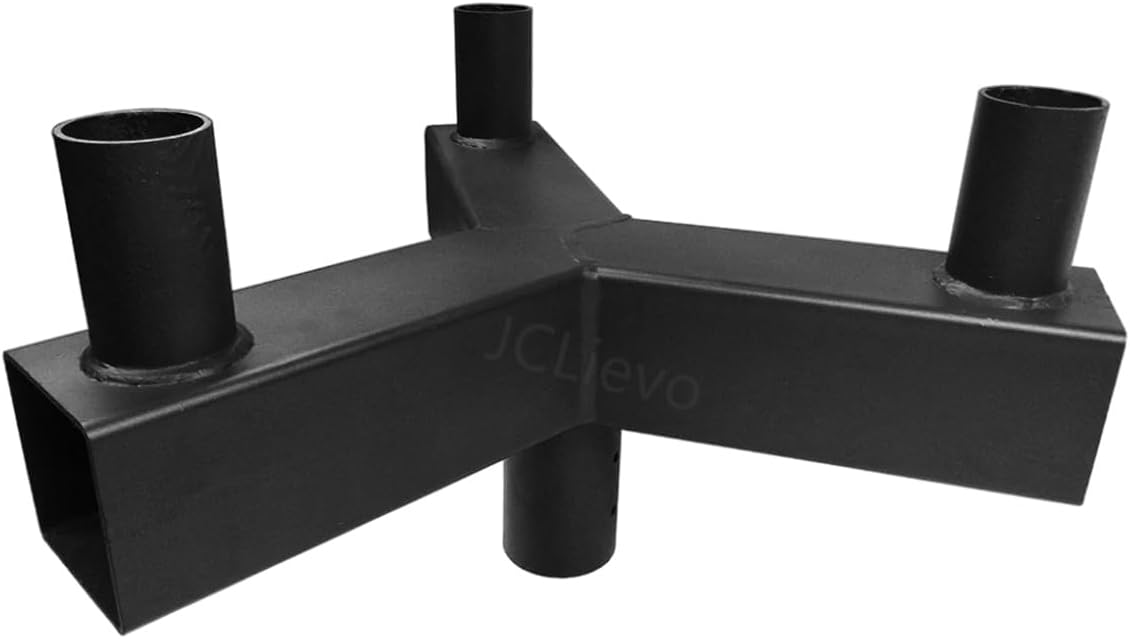 Low Profile Triple Bull Horn with 3 Arms at 120 Degree,Bronze&Powder Coated,Top Tenons Fits with 2 3/8" Slip Fit Mount LED Shoebox Parking Light,Steel Mounting Bracket Accessories
