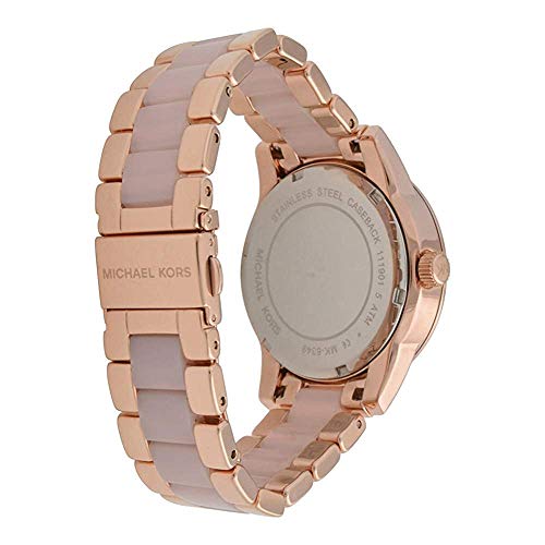 Image of Michael Kors Women's Ritz Rose Gold Tone Acetate and Stainless Steel Watch MK6349