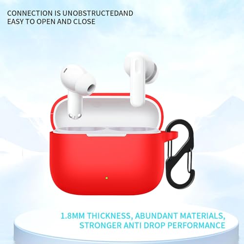 Image of Anvique Silicone Protective Case Cover for Oppo Enco Buds 3 Pro, Earbuds Accessories (Red S)