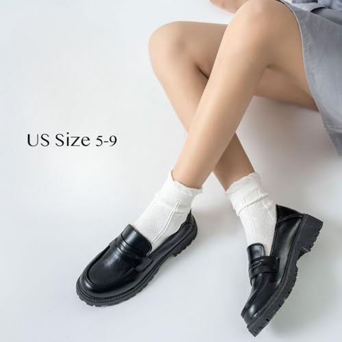 Cotton Frilly Crew Socks Ruffle Trim Girls White Fashion Chic JK Preppy Casual Formal Spring Summer Winter School Dorm2