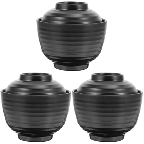 BOSUGE 3 uds Postre humeante cazuela Multifuncional para exquisitos Fideos Miso Estilo japonés Recipiente Lacado Pasta arroz Platos Cuencos medicinales Mini natillas Comida con Cocina