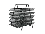 OSCO 5-Tier Wire Mesh Letter Tray Desk Organiser, Steel Mesh Paper Filing Rack, A4 & Foolscap Document Sorter for Office & Home, Easy Assembly, Durable & Space-Saving, Graphite