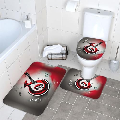 Tapis de salle de bain imprimé musique et contour WC flanelle - 2