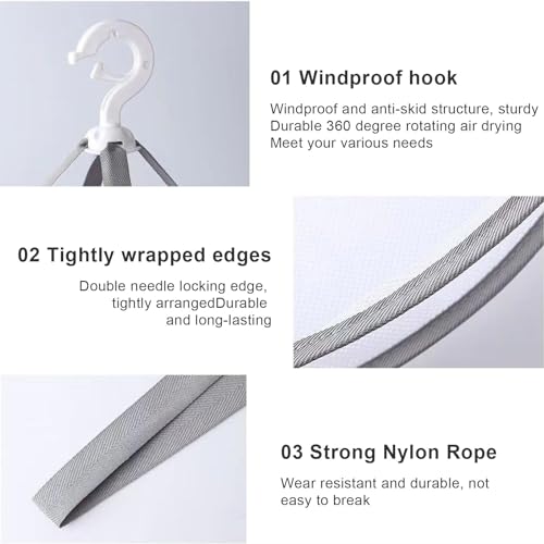 MUNTE Faltbar Trockennetz, 360° Drehbar Trocknungsnetz, Doppelschicht Unterwäsche Trocknungskorb, Durchmesser 45 cm, für Unterwäsche Oder Socken, Kräutern, Samen