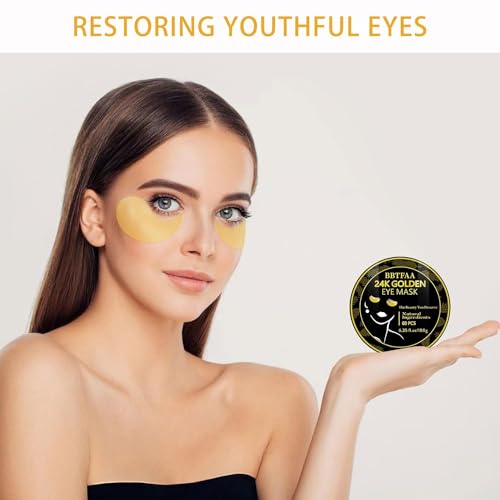 Under Eye Patches, 24K Gold Eye Mask for Puffy Eyes & Dark Circles Treatments, Reduce Under Eye Bags and Smooth Wrinkles, 60PCS Eye Skin Care Pads for Beauty & Personal Care - Thumbnail 5