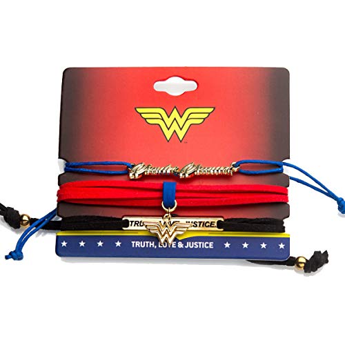 DC COMICS, WONDER WOMAN LOGO CORD BRACELET - Truth, Love, Justice & Wonder Woman Logo Premium CORD BRACELET - Set Of 32