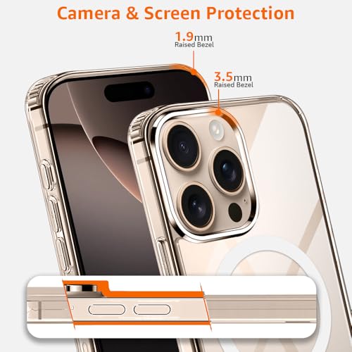 Image of Amozo for iPhone 16 Pro Max Back Case Cover | Ultra Hybrid Mag-Safe Camera and Drop Protection Back Case Cover for iPhone 16 Pro Max - (Polycarbonate|Clear)