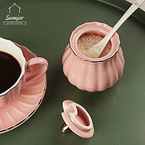 image for SWEEJAR Royal Ceramic Sugar and Creamer Set, 3 Piece Set with Cream Pi