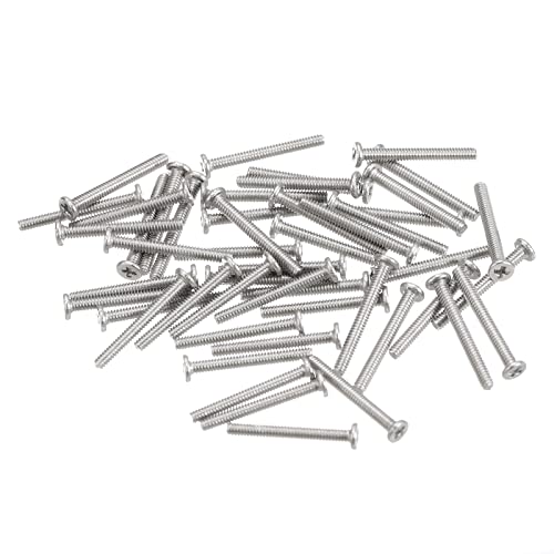 sourcing map M1.2-0.25 X 10 mm 100pcs Plat Rond Diriger Vis 304 Inoxydable Acier Phillips Conduire Machine Vis Matériel Attache pour Meubles Connexion