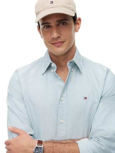 Image of Tommy Hilfiger Men's Long Sleeve Oxford Shirts in Regular Fit, Men's Button Down Shirts, Also Available in Big and Tall