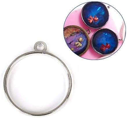 30 Pcs Round Open Back Bezel, Zinc Alloy Round Frame Pendant Charms for DIY Resin Jewelry Making 25mm