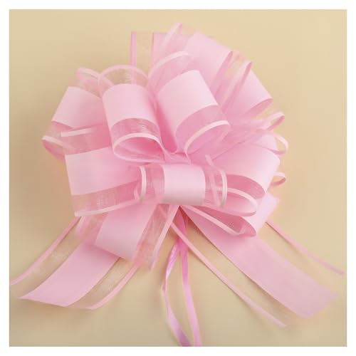 6 Inch Large Pull Bows Gift Wrapping Ribbon Bows for Christmas, Wedding, Valentine's Day (Pink)
