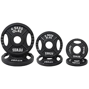 Signature Fitness Olympic 2-Inch Cast Iron Plate Weight Plate for Strength Training and Weightlifting, Multiple Sizes
