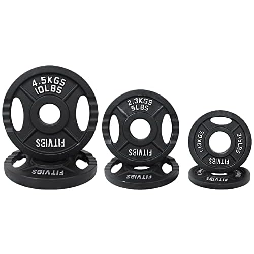 Signature Fitness Olympic 2-Inch Cast Iron Plate Weight Plate for Strength Training and Weightlifting, Multiple Sizes