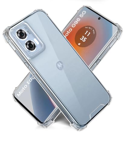Image of WOW IMAGINE Ultra-Hybrid Crystal Clear Back Case for Moto Edge 50 Fusion 5G | Moto G96 5G | Shockproof Design | Camera Protection Bump | Hard Clear Mobile Back Cover with Cushioned Edges - Transparent