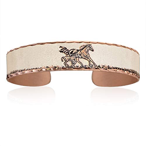 Silver Tone Horse Bracelets For Unisex, Open-Ended Copper Cuff Artisan Handcrafted Jewelry Horse Jewelry, Western Horse Jewelry #TOP25