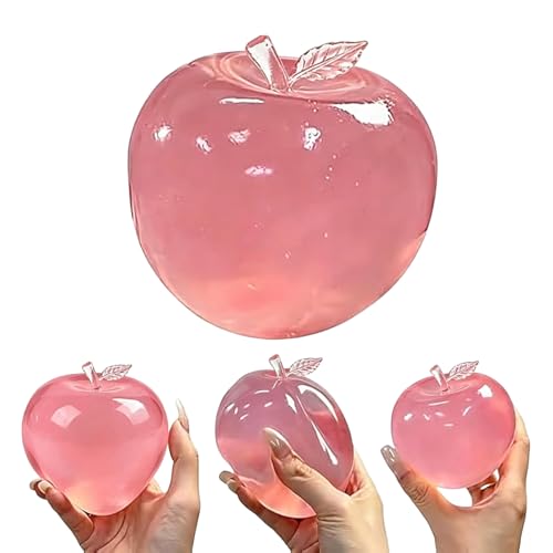 Squishies Pomme, Squishies Anti-Stress Pomme Rose,Écrasante Anti-Stress en Gel,Squishie s Transparent,Soulagement du Stress,Fidget Toy pour Soulager l Adulte pour Bureau École Apaisement