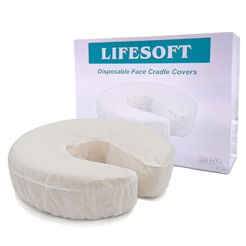 LIFESOFT Disposable Fitted Face Cradle Covers Silky Massage Headrest Covers Box of 100